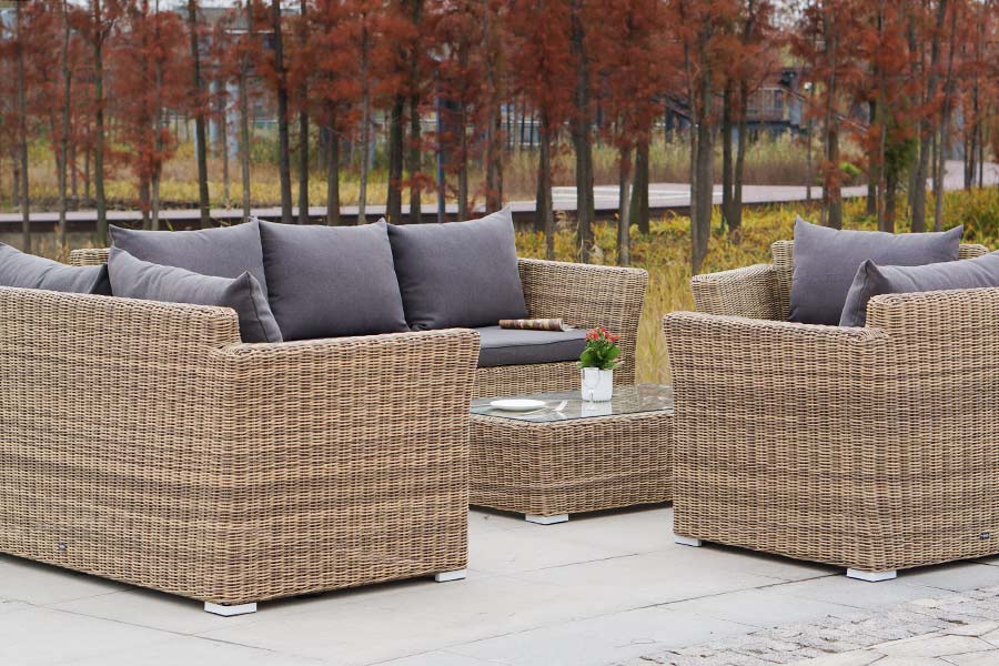 "Капуто Дабл" лаунж-зона из искусственного ротанга, цвет соломенный