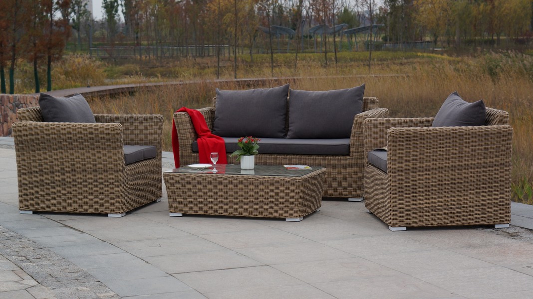 "Капуто" диван из искусственного ротанга двухместный, цвет соломенный