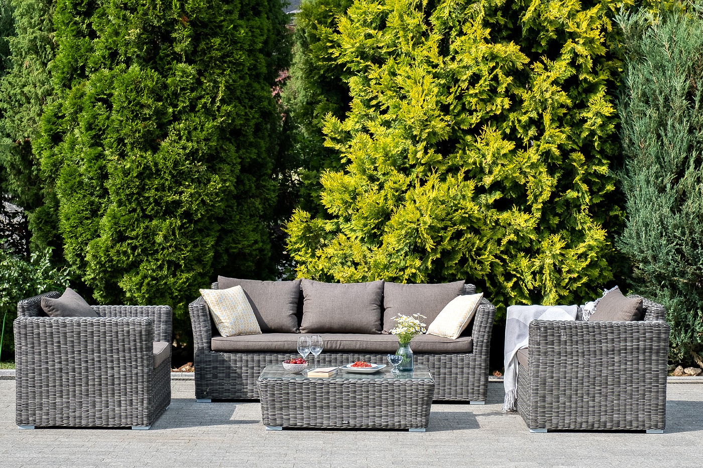 "Капуто" лаунж-зона из искусственного ротанга, цвет графит