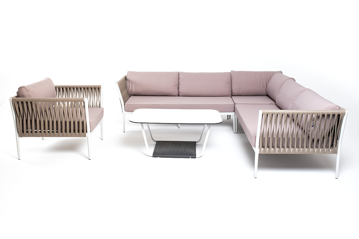 "Калабрия" модульная лаунж-зона из роупа (веревки), каркас из алюминия