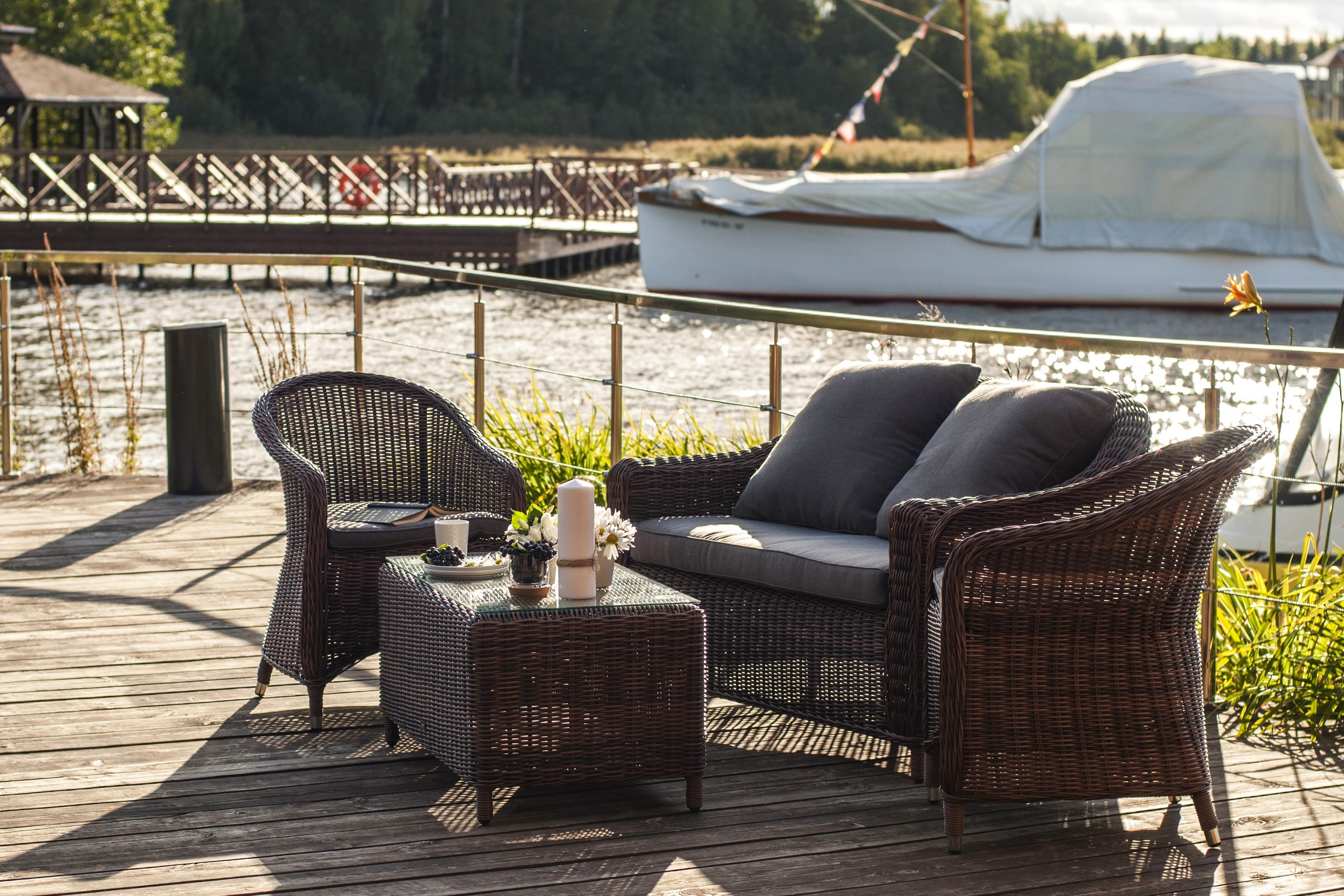 "Копаннини" диван из искусственного ротанга двухместный, цвет коричневый