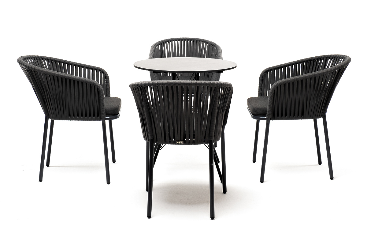 "Канти" обеденная группа на 4 персоны, круглый стол, цвет "серый гранит"