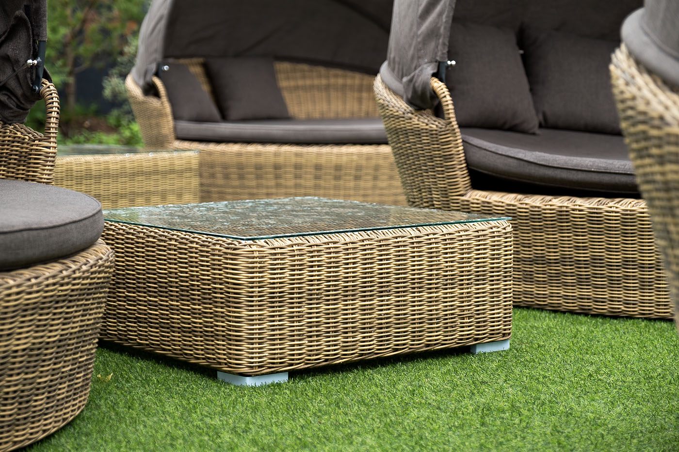 "Лунджи" журнальный столик плетеный, цвет соломенный