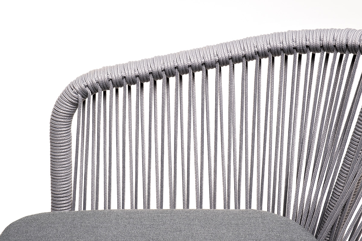 "Малакио" обеденная группа на 6 персон со стульями "Марцелло", каркас белый, роуп светло-серый