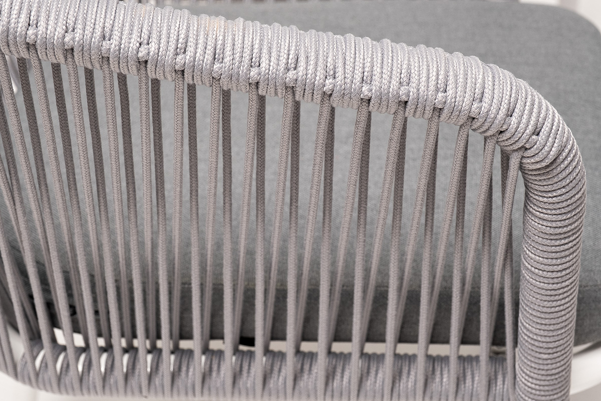 "Малакио" обеденная группа на 6 персон со стульями "Марцелло", каркас белый, роуп светло-серый