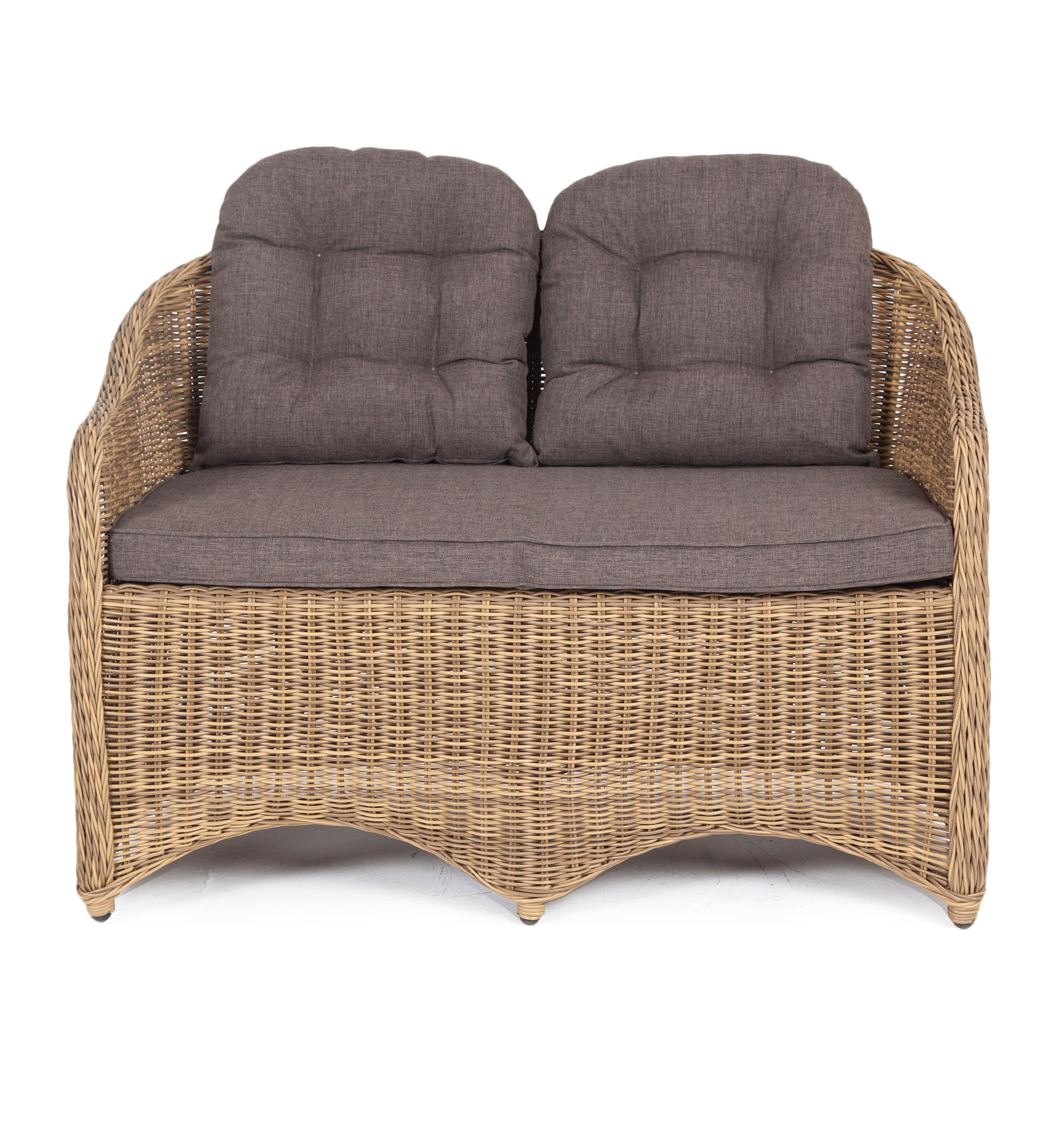 "Равенс" диван двухместный плетенный из ротанга, цвет соломенный